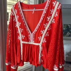 Free People Orange Top